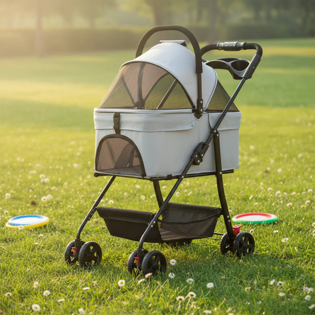 Outdoor Large Pet Stroller Dog Cat Travel Carrier Trolley Foldable Jogger Pet Cart For Medium Large Dogs Cats