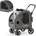 PAWZIDEA 3-in-1 Large Dog Stroller with Detachable Carrier up to 80lbs, Portable Dog Car Crate Travel Kennel, Foldable Pet Stro
