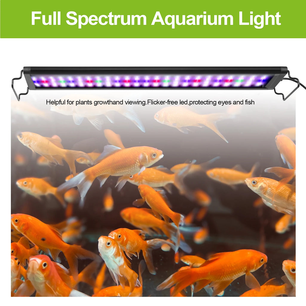 Dimmable Aquarium LED Light with Timer (30–60cm, Power-Off Memory, Plant Growth)