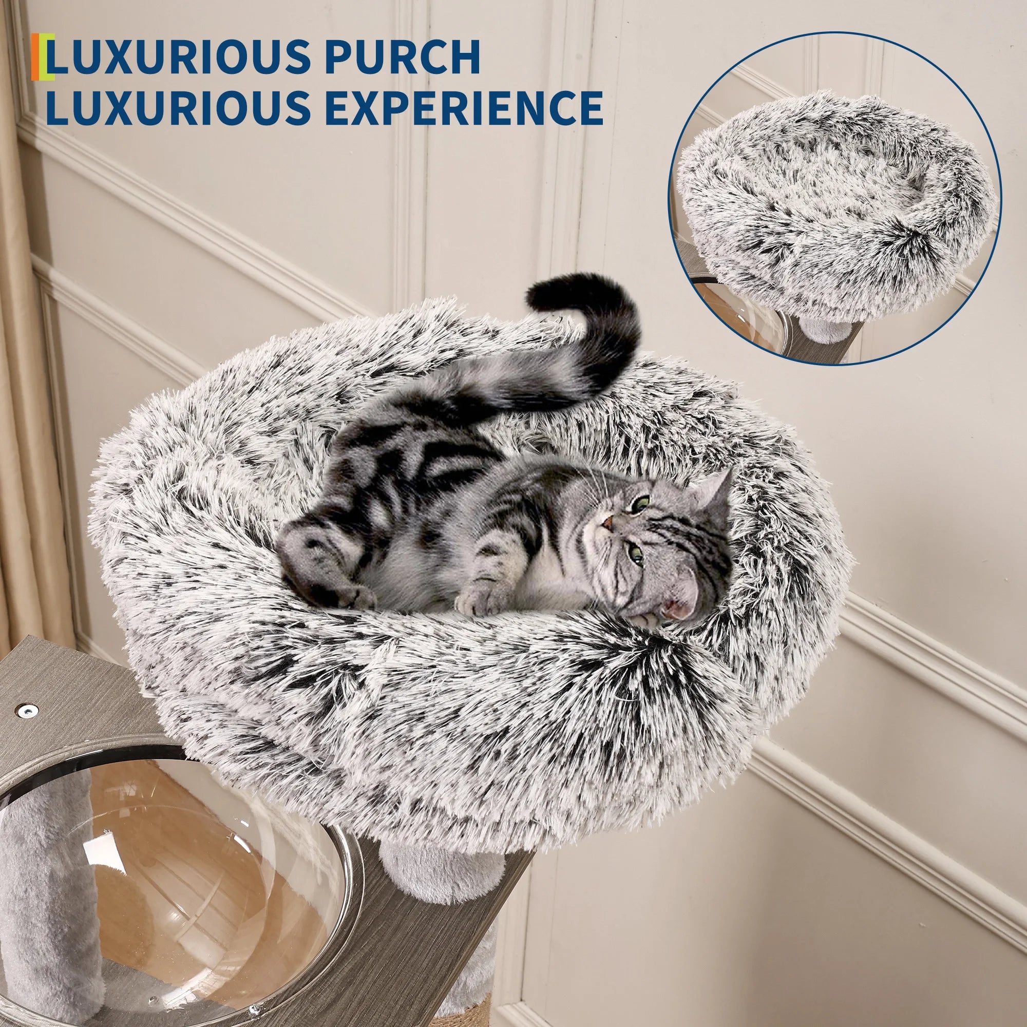 66.9in Multi-Level Cat Tree Tower with Enclosed Litter Box