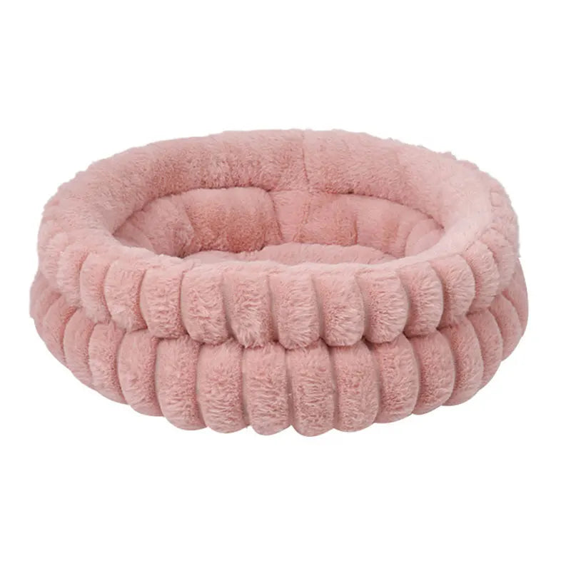 Round Velvet Pet Nest Bed with Removable Cover (Winter Warm)