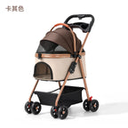 Lightweight Small Pet Stroller for Dogs & Cats 50 Lbs Capacity Aluminum Alloy Puppy Stroller with Detachable Storage Basket