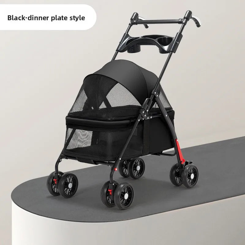 Pet Stroller Dog Cat Travel Light Foldable Outdoor Lightweight Portable Small Dog Cart Pet Trolley Pet Stroller Outdoor Pet Car