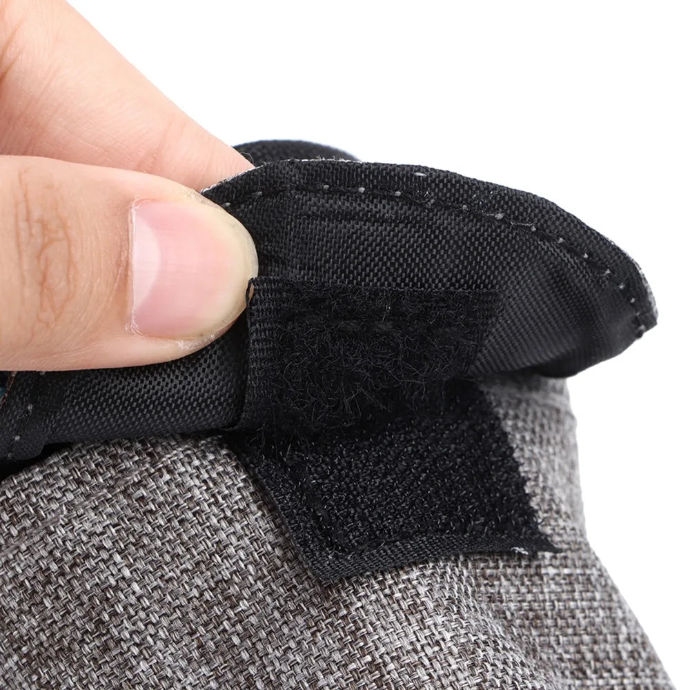 Linen Cotton Fabric Dog Feeding Pouch Adjustable Size Waist Hung Style Dog Waist Pack Water Tough Multi Compartment
