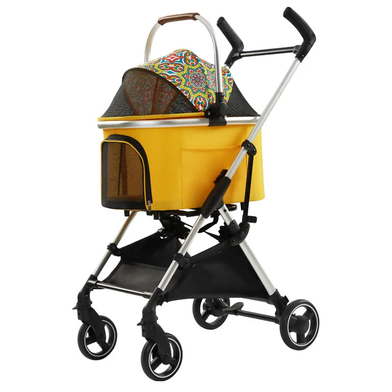 Pet Stroller Small Dog Cat Outdoor Lightweight Foldable Swivel Wheels Trolley Bag for Pet Dog Trolley Pet Stroller