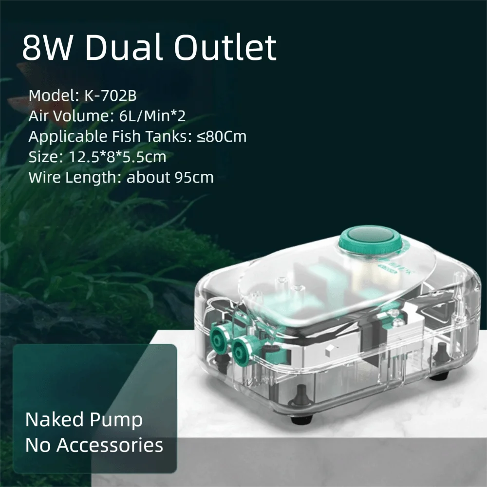 Ultra-Silent Aquarium Air Pump (Low Noise, Adjustable Flow, Multi-Outlet, Energy Saving)