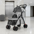 Double-Deck Pet Stroller Lightweight Small Dog Feline Stroller Pet Transport Breathable Mesh Washable for Outdoor, Travel
