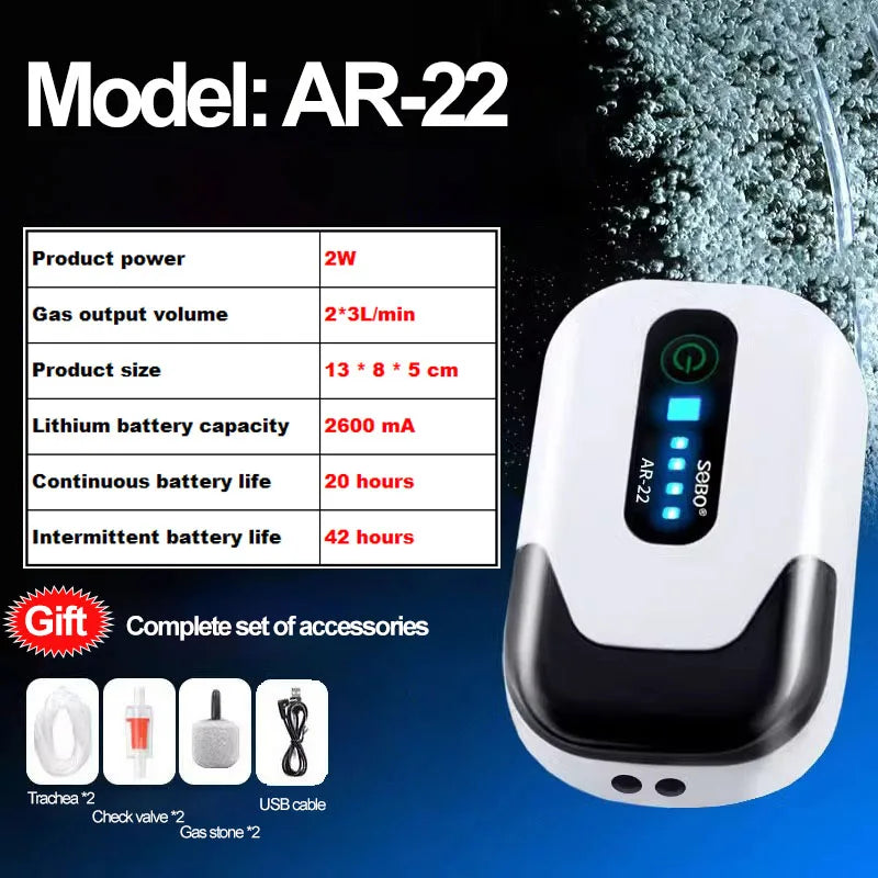 USB Rechargeable Portable Aquarium Aerator Pump (Lithium Battery, Outdoor Fishing, Fish Tank)