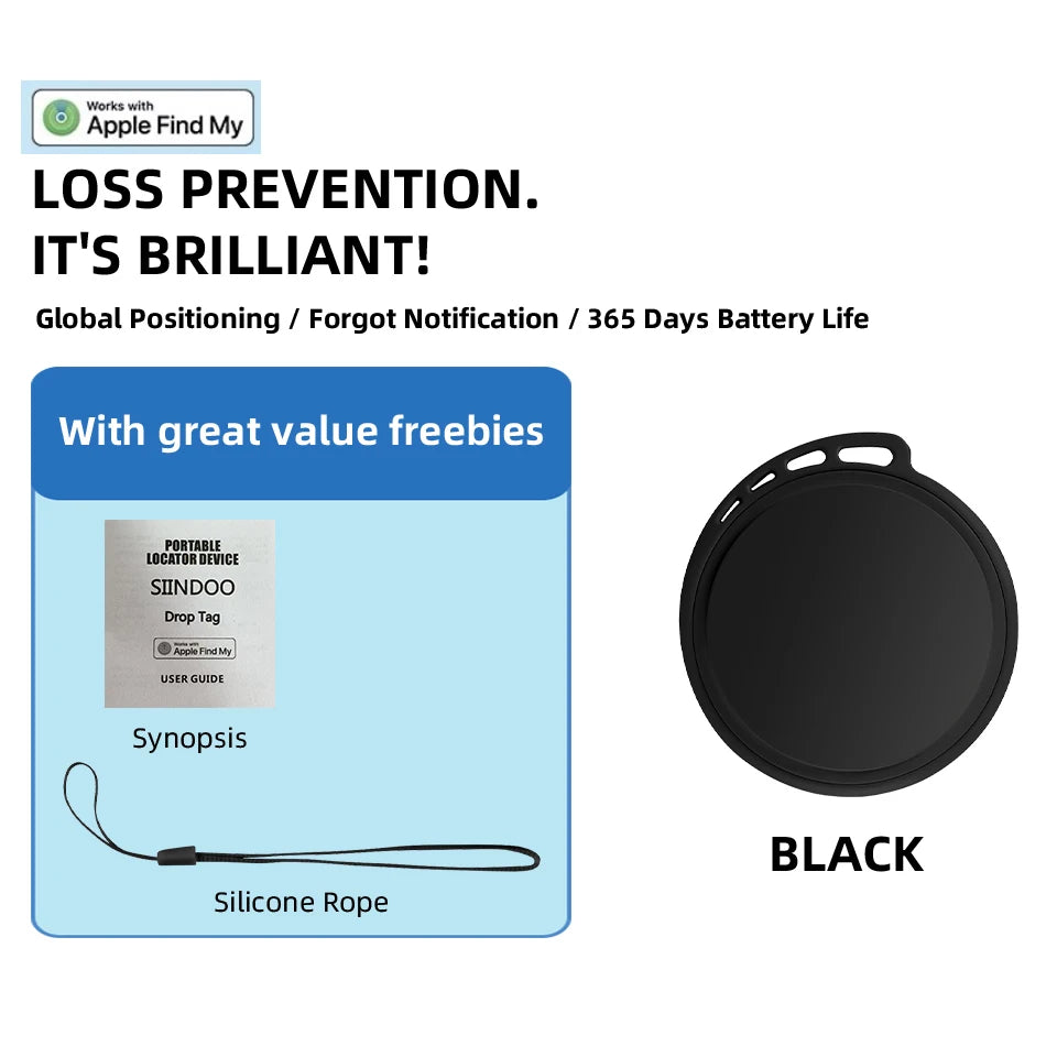 AirTag Compatible Anti-Loss GPS Tracker for Cars, Pets, Dogs, Kids & Elderly - Universal Locator
