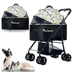 4 Wheels Pet Stroller 4 in 1 Pet Stroller with Detachable Carrier for Small & Medium Dogs Cats up to 55 lbs Easy-Folding Travel