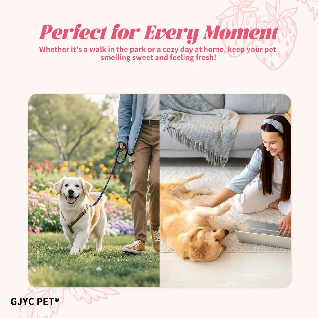 Pet Perfume Spray 100ml Sweet Strawberry Scent Long-Lasting Fragrance Alcohol-Free Odor Eliminator Non-Irritating Pet Body Odor