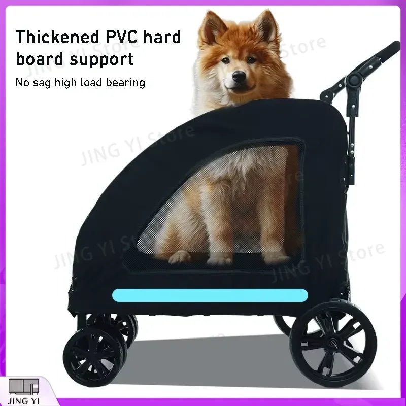 Large Capacity Foldable Pet Stroller for Dogs Outdoor Travel Mobility Scooter Dog Car Carrier with Sunshade Waterproof Fabric