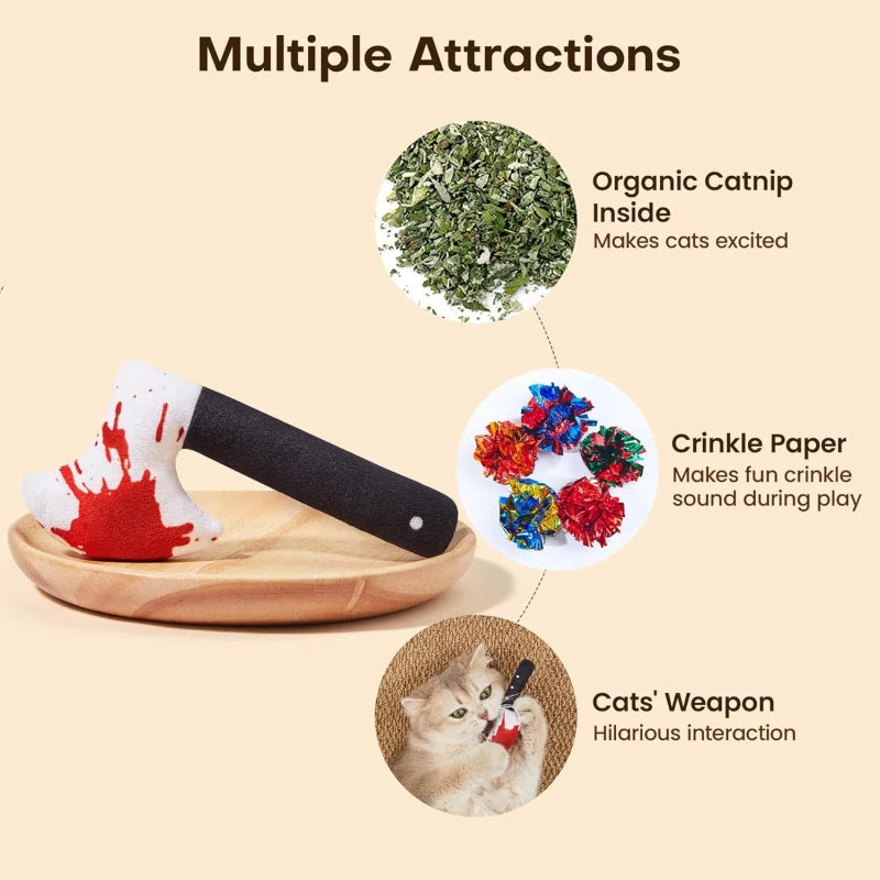 Potaroma 4-Pack Knife-Shaped Catnip Crinkle Toys — Indoor Exercise for All Breeds