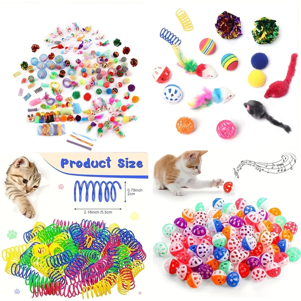 21-Piece Mixed Cat Toy Set — Plastic & Plush Variety Pack for Multiple Cats