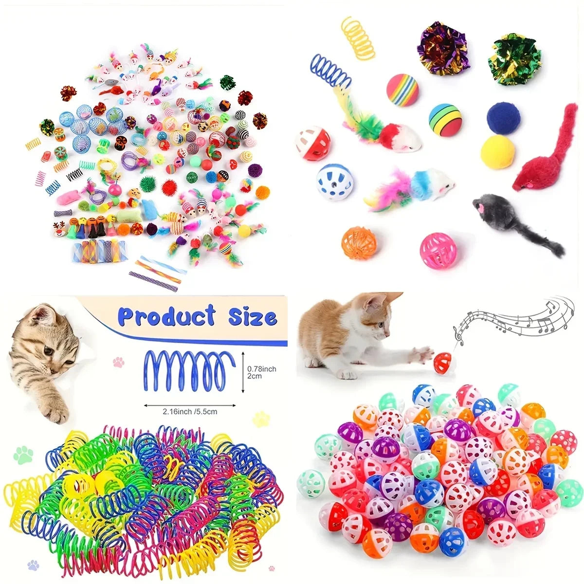 21-Piece Mixed Cat Toy Set — Plastic & Plush Variety Pack for Multiple Cats