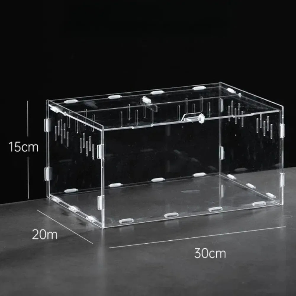 Durable Acrylic Reptile Habitat Anti-Escape Multiple Size Lizard Breeding Box Clear Arboreal Spider Feeding Case for Chameleon