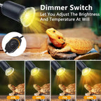 Reptile Heat Lamp With US EU Power Cord Rotatable Basking Spot Light Simulated Sunlight For Turtle Lizard Dimmable Heating Lamp