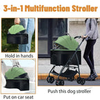 3-in-1 Pet Dog Stroller Cat Stroller Removable Carrier Dog Wagon for Medium Dogs Up To 55lbs Easy Foldable Pet Stroller