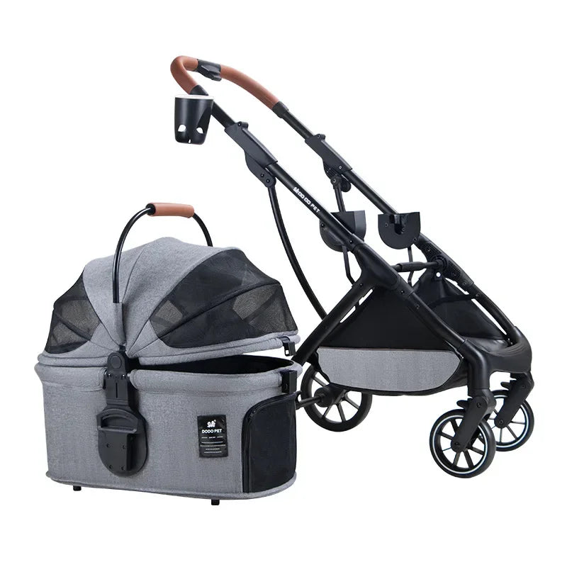 2025 2-in-1 Pet Stroller & Carrier for Small Pets - Lightweight Detachable Foldable Cart - Portable Travel System for Dogs Cats