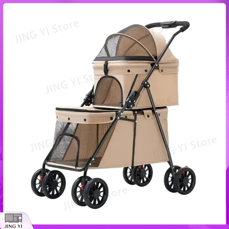 Foldable Pet Stroller for Cats Small Dogs Lightweight Portable Design with Safety Belt Outdoor Travel Pet Carrier Pet Walking
