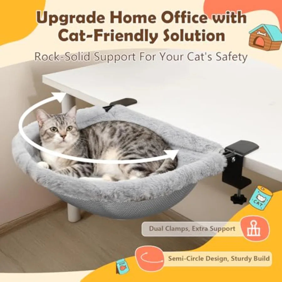 Cat Desk Hammock Bed with Faux Rabbit Fur (19x15in)