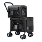 Lightweight Quick-Folding Double Pet Stroller for Dogs Cats Detachable Carriers Dog Stroller Travel Strolling Cart for Outdoor