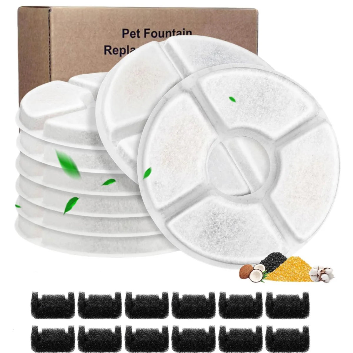 Replacement Carbon Filters for Pet Water Fountain (Round, 2.4L)
