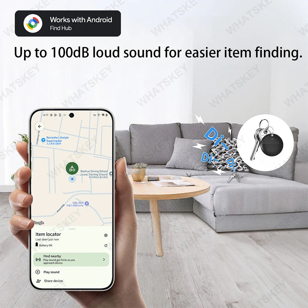Rechargeable Google Find My GPS Tracker Tag for Android - Smart Location Tracker for Cars & Cycling