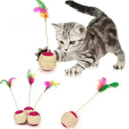 Sisal Feather Scratching Ball Cat Toy — Interactive Training & Play Toy for Kittens