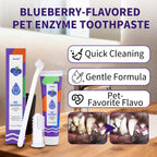 Pet Teeth Cleaning Kit Enzymatic Toothpaste for Cats Dogs with Toothbrush Finger Brush Reduce Plaque Tartar Blueberry Flavor