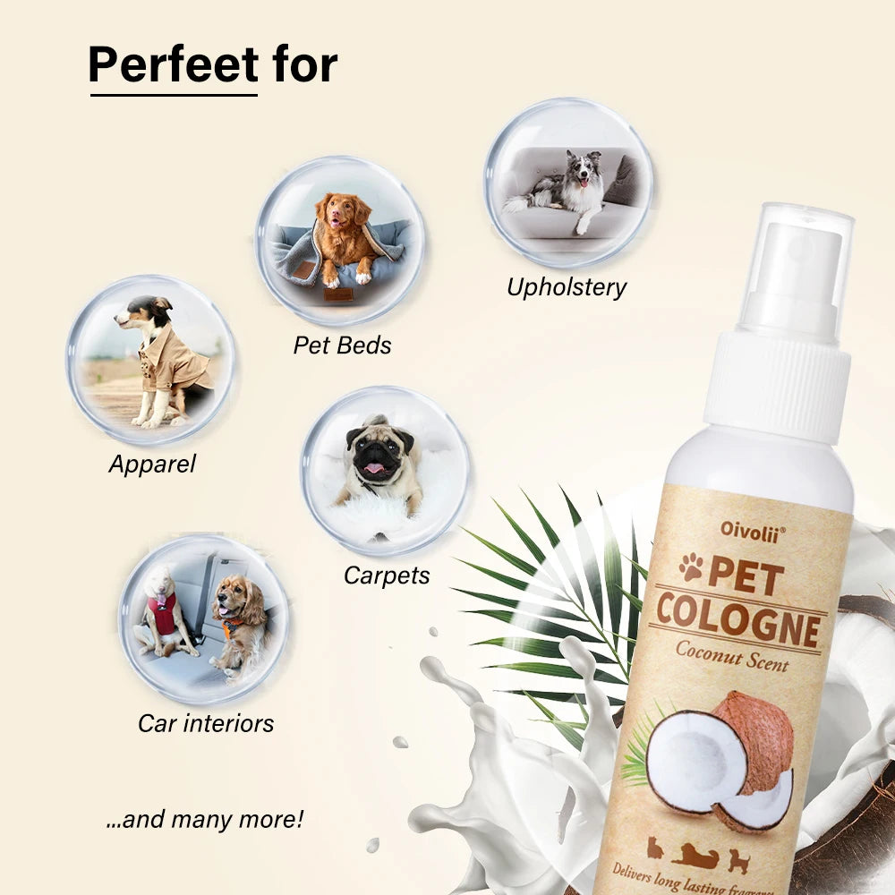 Pet Deodorizing Spray for Dogs Coconut Scent Dog Cologne 100ml Long Lasting Pet Grooming Spray Natural Odor Eliminator