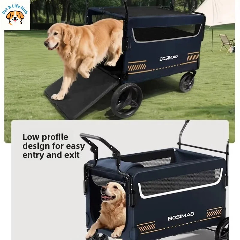 BOSIMAO Pet Strollers Large-sized dog travel portable and foldable cart for elderly and disabled dogs to go out pet carrier