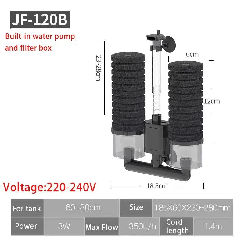 220V 50Hz Aquarium Filter Electric Power Filter Biochemical Sponge Silence Submersible Bio Media Balls Fish Tank Accessories