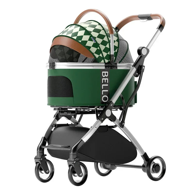 Detachable Aluminum Tube Pet Stroller Foldable Travel Trolley Portable Outdoor Walking Carrier For Cats Puppies Dogs