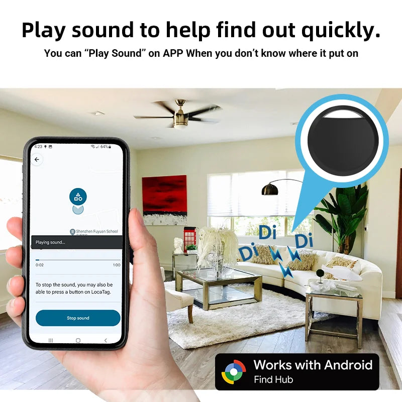 Mini Bluetooth GPS Smart Tracker for Google Find Hub - Android-Compatible Anti-Loss Locator for Pets, Keys & Wallets