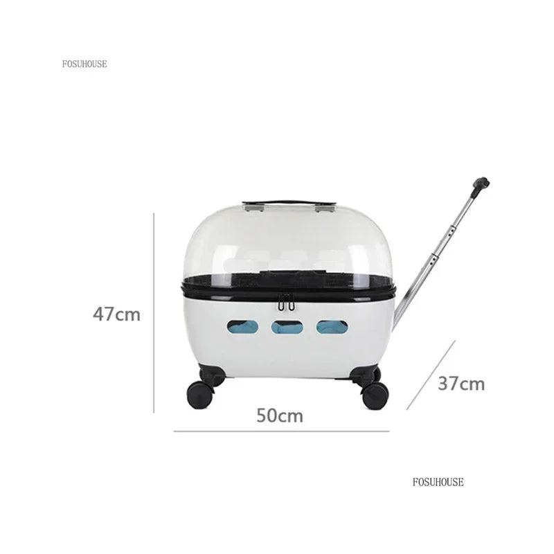 Portable Pet Stroller Transparent Cat Trolley Lightweight Foldable Wheeled Puppy Travel Carrier Compact Dog Cat Carrier Outdoor