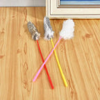 Faux Rabbit Fur Pompom Cat Teaser Stick — Interactive Plush Training & Play Wand for Cats