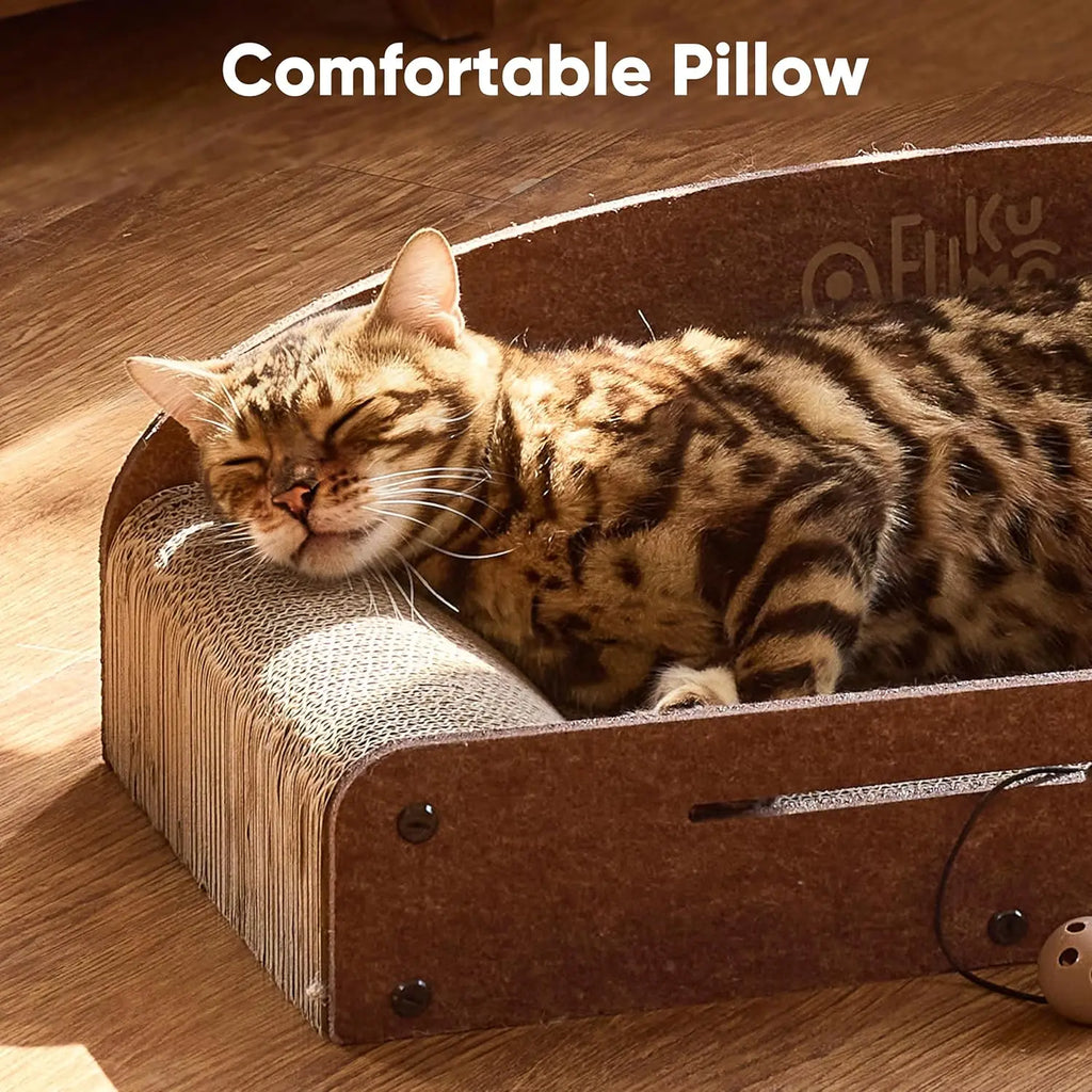 26in Cat Scratcher Lounger with Reversible Cardboard Pads & Toys