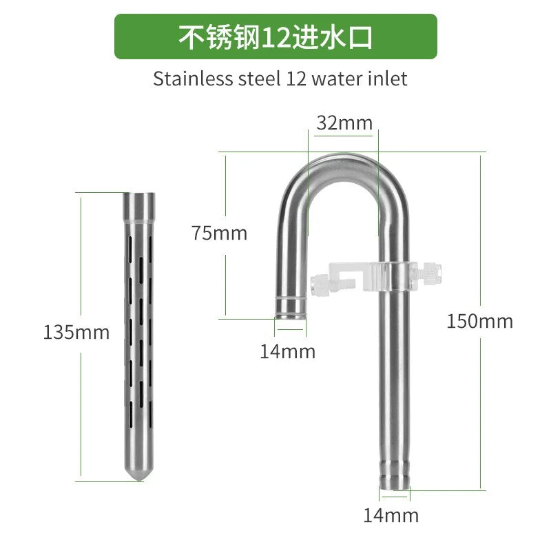 Stainless Steel Aquarium Filter Inlet & Outlet Tubes (Extendable, Anti-Fish Guard, Shrimp Safe)