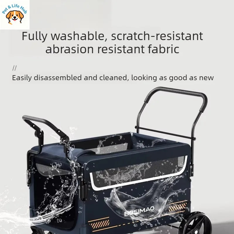 BOSIMAO Pet Strollers Large-sized dog travel portable and foldable cart for elderly and disabled dogs to go out pet carrier