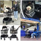 ROODO 2026 Upgraded Version 3-in-1 Dog Cat Stroller with Detachable Carrier Folding Lightweight Portable Travel Pet Gear All-Te