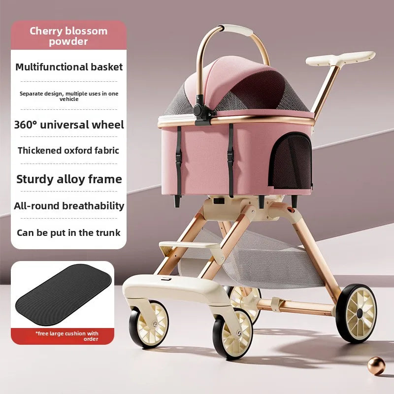 Multifunctional Pet Stroller Foldable Detachable Aluminum Alloy Lightweight Stylish Cat Dog Carrier Cat Stroller Dog Stroller