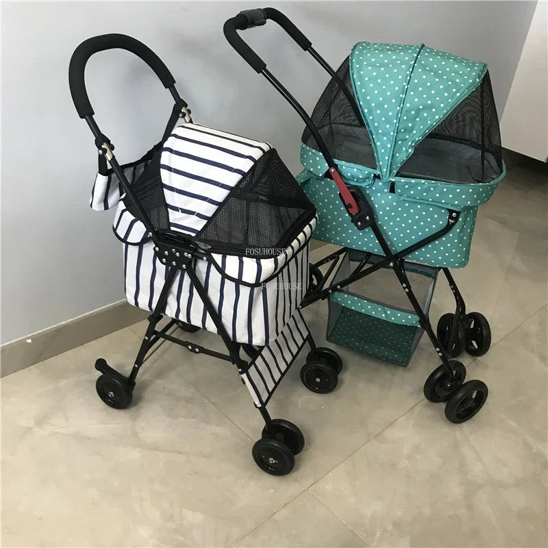 Fashion Universal Wheel Pet Stroller, Lightweight Foldable Dog Cat Cart, Compact Indoor Outdoor Carrier, Modern Pet Travel Gear