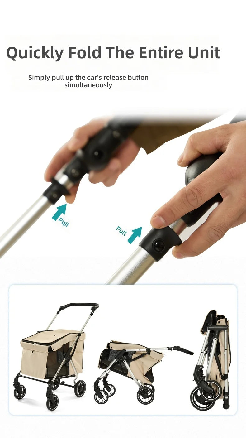 Pet Stroller for Large Dogs and Cats, Foldable Portable Carrier for Elderly and Disabled Pets, Durable and Comfortable Design