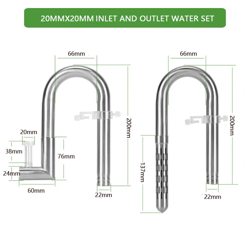Stainless Steel Aquarium Filter Lily Pipe & Oil Film Skimmer (WYIN Style, Inflow/Outflow)