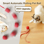 Auto Rolling Ball Cat Toy with Tail — Rechargeable Smart Electric Mouse Teaser for Cats
