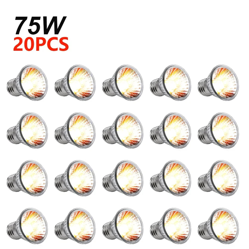 1-20PCS 25/50/75W UVA+UVB Reptile Lamp Bulb Turtle Basking Heating Light UV Light Bulbs Full Spectrum Sunlamp for Amphibians