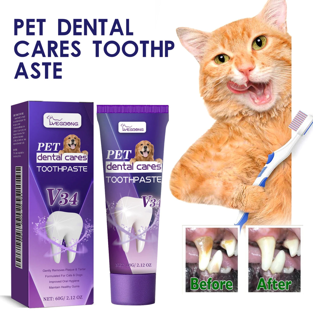 YEGBONG V34 Pet Toothpaste with Fresh Breath Formula Gentle Plaque Control Gum Care for Dogs and Cats Hypoallergenic Oral Care