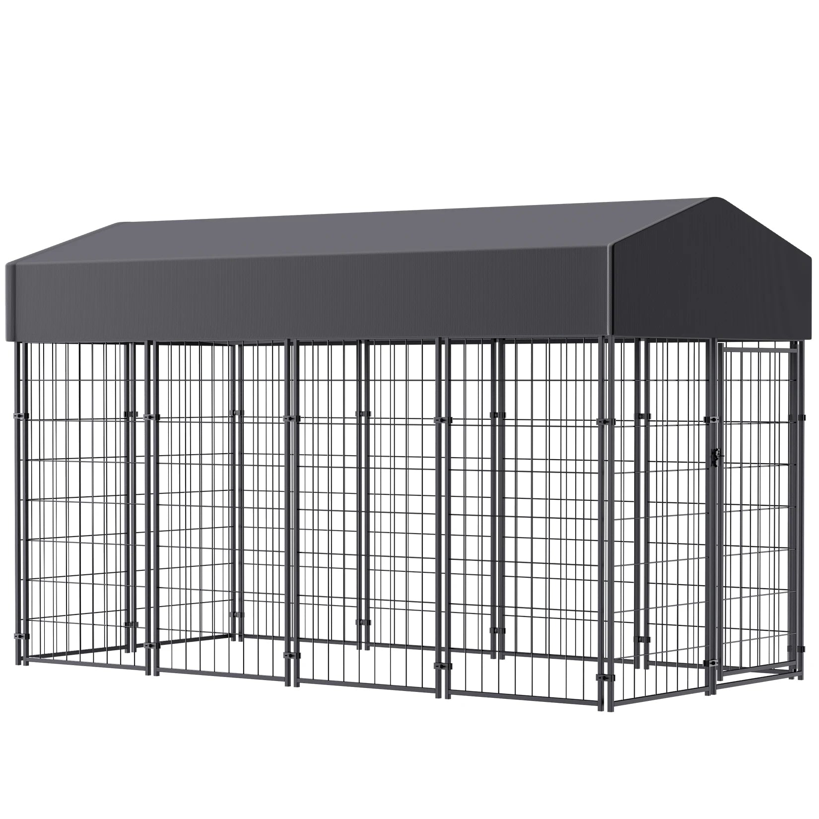 Heavy-Duty Outdoor Dog Kennel with Roof & Weatherproof Cover