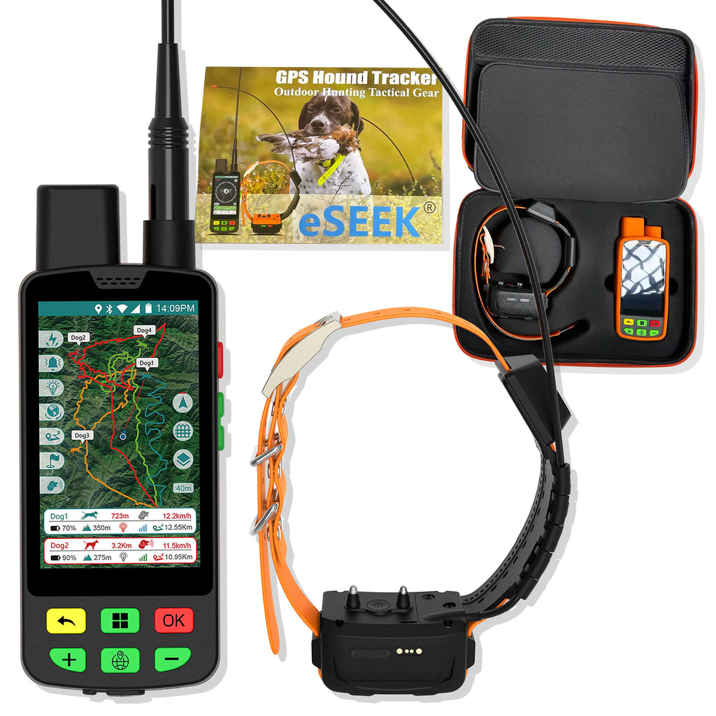 Eseek GPS Dog Collar with Radio Tracking - Long-Range Real-Time Locator for Hunting Dogs & Multiple Dog Use